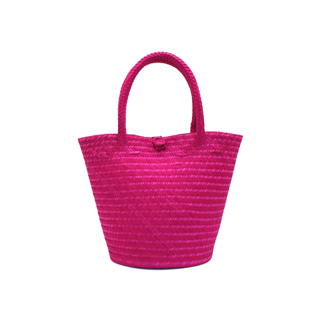 French Mini Basket Bag - Leather Trim - Sisal Natural Shades