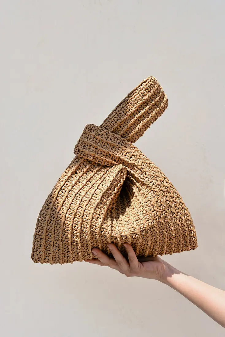 Raffia Bag in Tan - Knot Bag