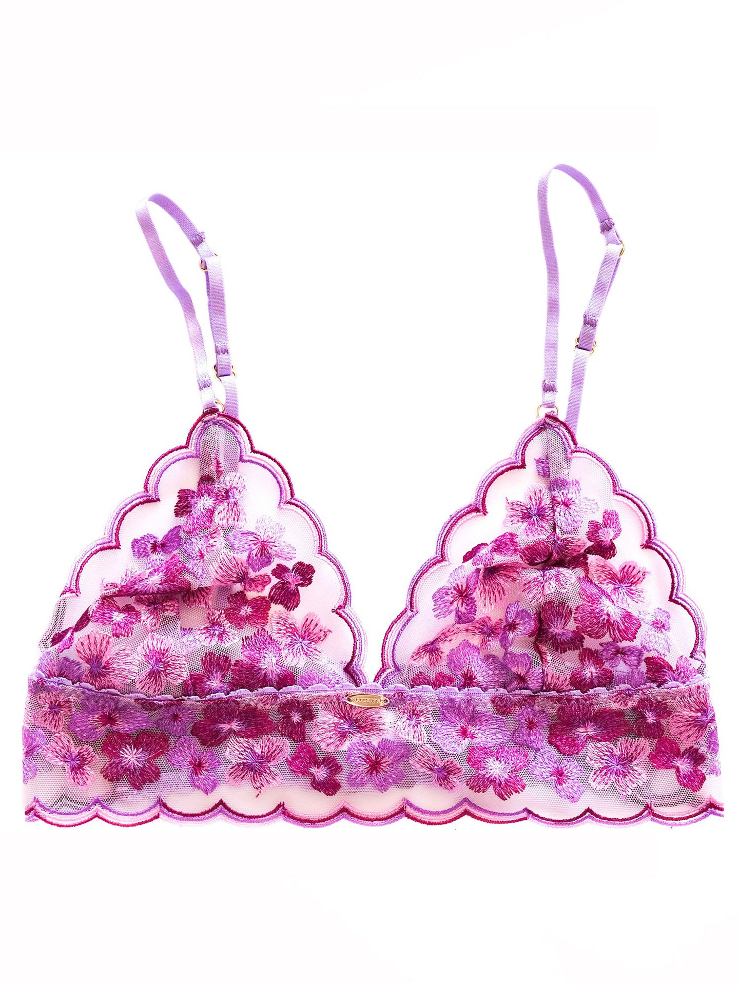 Curvy Couture Floral Lace Wireless Bralette Longline Bra #1056