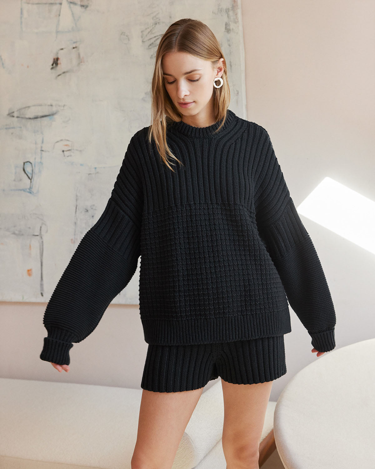 DelCia: Black Cotton Sweater