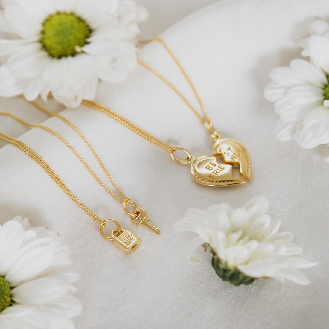 Best Friendship Necklace | Broken Heart BFF Necklace Set - Silver