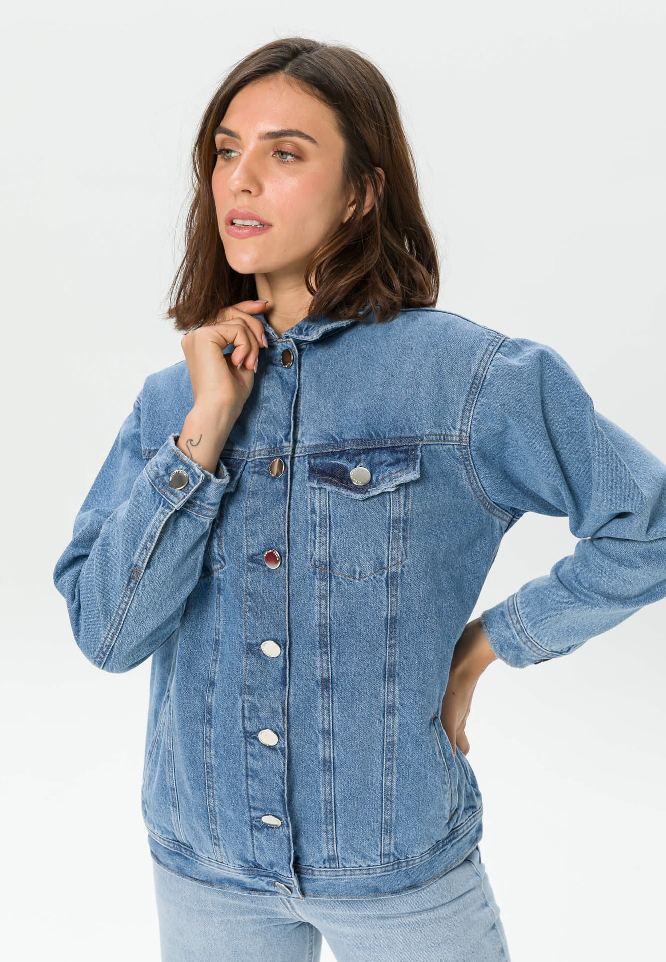 Urbankissed Fashion Light Women Oversized Jacket | Marketplace - Wash - Denim