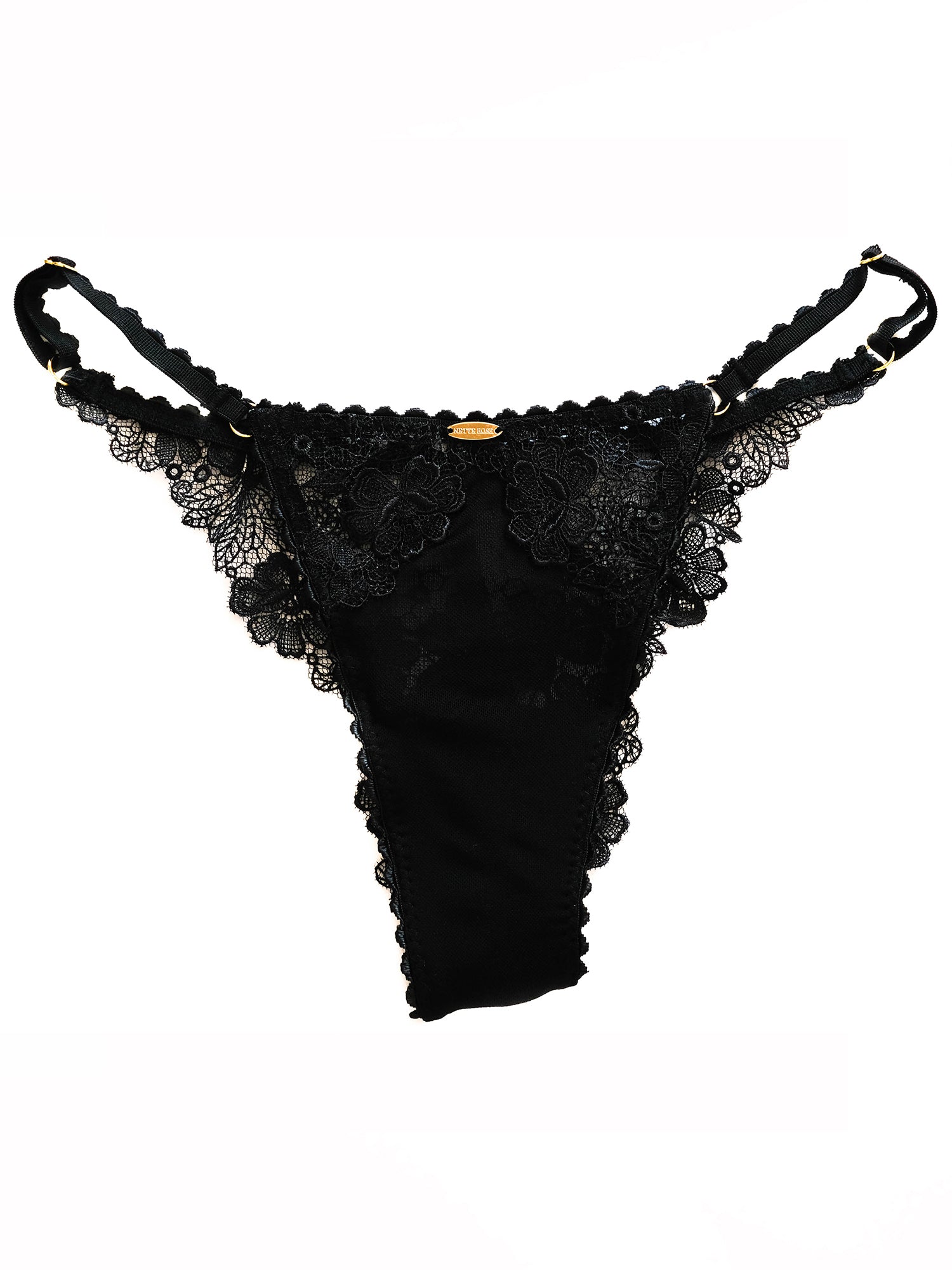 Tokyo - Brazilian Slip Thong With Lace & Adjustable Straps