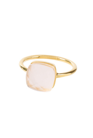 18 K Gold Polish Brass Jewellery Rose Quartz Ring Size US 10 Gemstone Jewelry Mother's Day Gifts