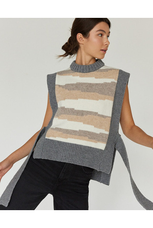 Merino Wool Women's Vest, Hand Knitted Minimalist Vest, Knit Gray Vintage  Woolen Vest, Soft Merino Knit Vest VAIVA 