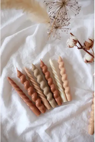 Taper Candles brown beige creme