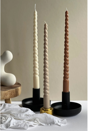 Taper Candles Grey Brown White