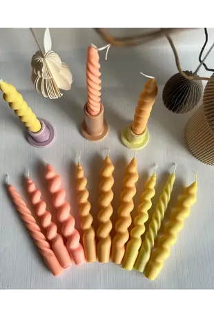 Taper Candles yellow peach pink