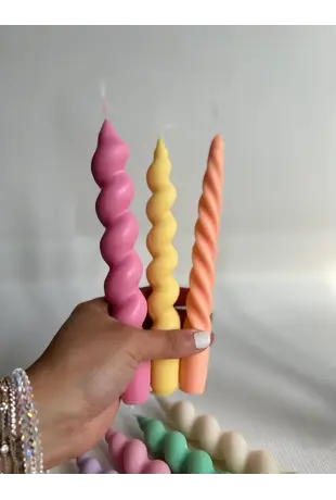 Taper Candles yellow peach pink