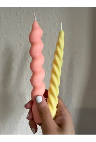 Taper Candles pink peach yellow