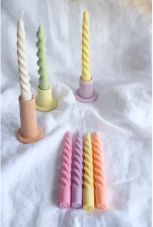 Taper Candles pink yellow peach lilac