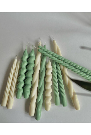 Taper Candles green creme