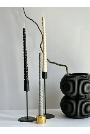 Taper Candles Grey Black White