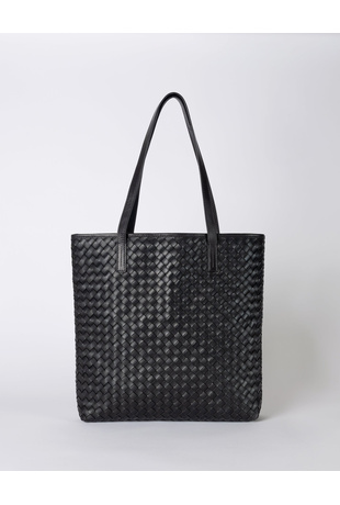 Leather Woven Tote Bag Black