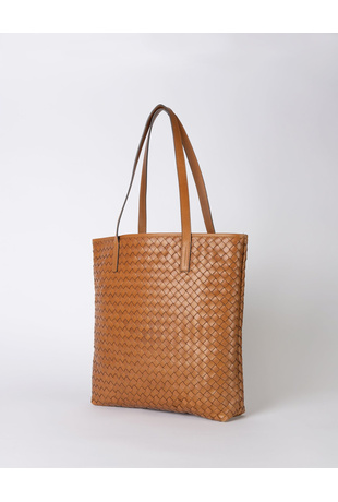 Leather Woven Tote Bag Brown